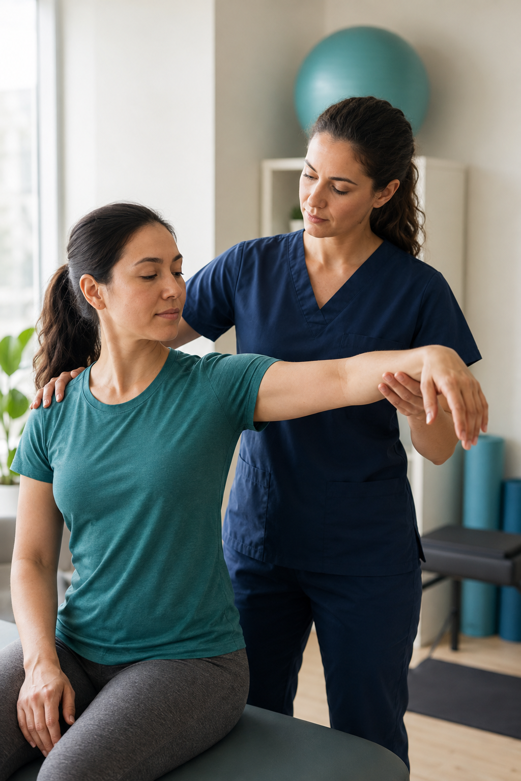 Physiotherapist speaking with a patient